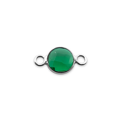6mm Birthstone Rnd Facet Link STS - May/Emerald Hydro Quartz