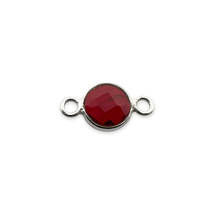 6mm Birthstone Rnd Facet Link STS - January/Garnet Hydro Quartz