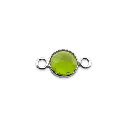 6mm Birthstone Rnd Facet Link STS - August/Peridot Hydro Quartz