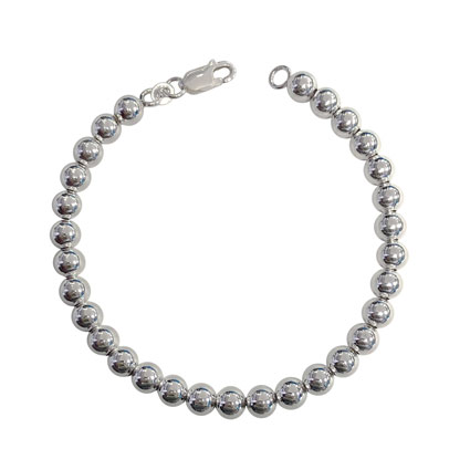 7.5"6mm Bead Bracelet Sterling Silver