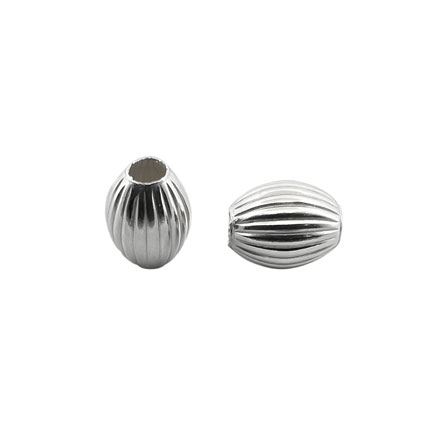 6x7.5mm Oval Corrugated Beads Sterling Silver