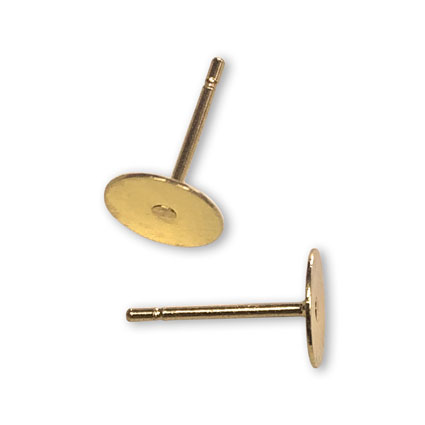 6mm Flat Pad Studs Gold Plated