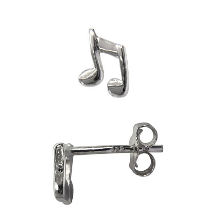 6mm Musical Note Ear studs w/scrolls Sterling Silver