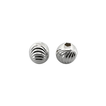 6mm Moon Cut Round Beads Sterling Silver