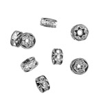 6mm Crystal Rondelle Beads Silver Plated