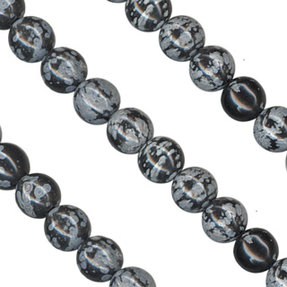 16"- 6mm Snowflake Obsidian Round Beads