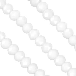 4x6mm Facet Rondelle Glass Beads: White Opal