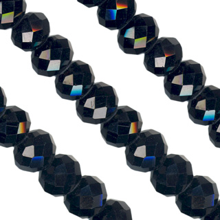 6x8mm Facet Rondelle Glass Beads: Jet