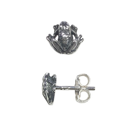 7mm Frog Ear studs w/scrolls Antq.Sterling Silver