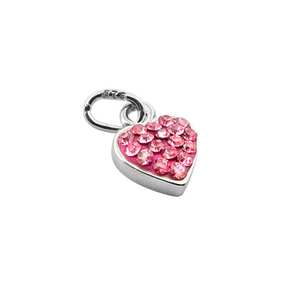 7mm Heart Charm St Silver w/Pink CZ