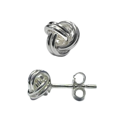 7mm Knot Ear studs w/scrolls Sterling Silver