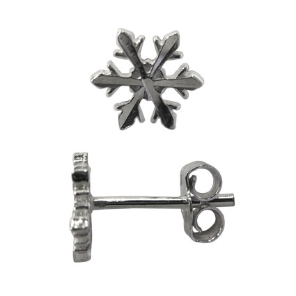 7mm Snowflake Ear studs w/scrolls Sterling Silver