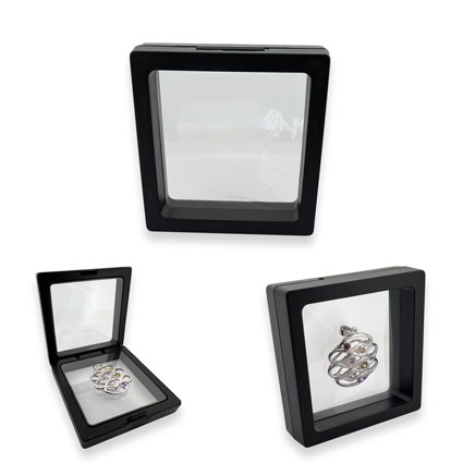 3D Floating Frame Jewellery Display Box 7x7cm: Black