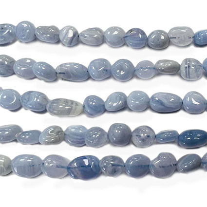 8-10mm Blue Lace Agate Pebble Nugget Bead 16"string