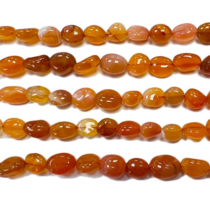 8-10mm Carnelian Pebble Nugget Bead 16"string
