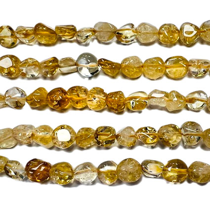 8-10mm Citrine Pebble Nugget Bead 16"string