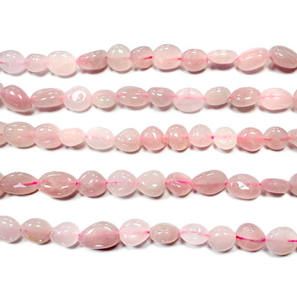8-10mm Rose Quartz Pebble Nugget Bead 16"string