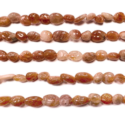 8-10mm Sunstone Pebble Nugget Bead 16