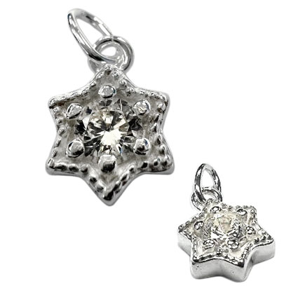 8.5mm Single CZ Star Charm Sterling Silver