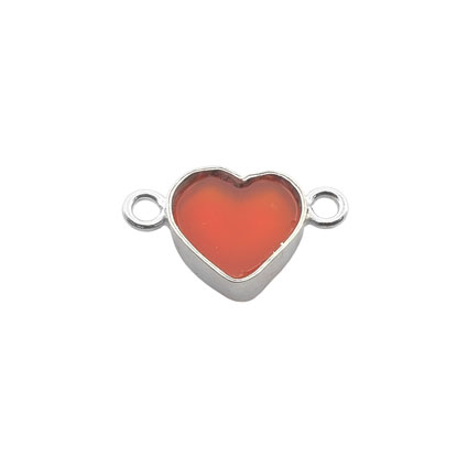8mm Flat Heart Carnelian Connector Sterling Silver