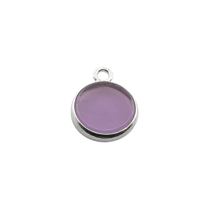 8mm Flat Amethyst Gemstone Pendant Sterling Silver
