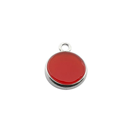 8mm Flat Carnelian Gemstone Pendant Sterling Silver