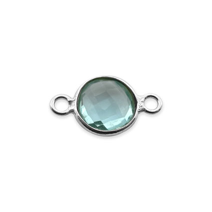 8mm Birthstone Rnd Facet Link STS - March/Aquamarine Hydro Qtz