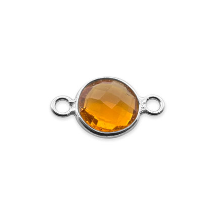 8mm Birthstone Rnd Facet Link STS - November/Topaz Hydro Quartz