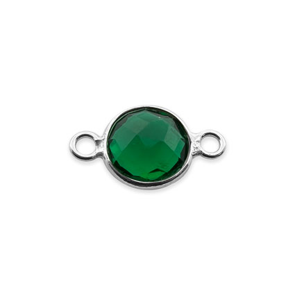8mm Birthstone Rnd Facet Link STS - May/Emerald Hydro Quartz