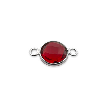 8mm Birthstone Rnd Facet Link STS - January/Garnet Hydro Quartz