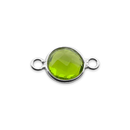 8mm Birthstone Rnd Facet Link STS - August/Peridot Hydro Quartz