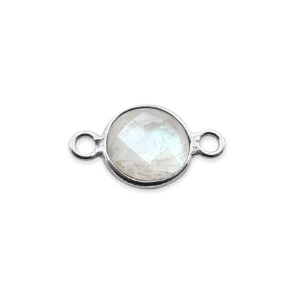 8mm Birthstone Rnd Facet Link STS - June/Real Rainbow Moonstone
