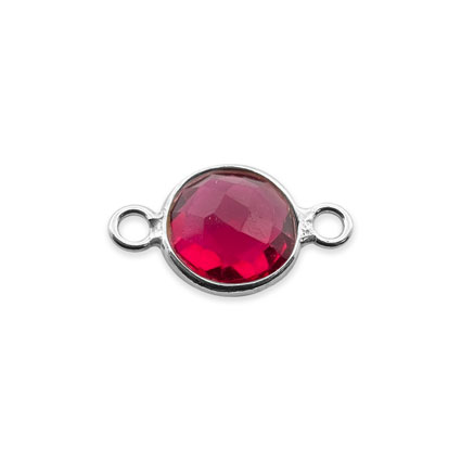8mm Birthstone Rnd Facet Link STS - July/Ruby Hydro Quartz