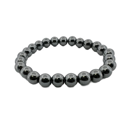 8mm RoundHematite Elastic Bracelet