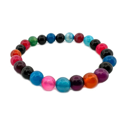 8mm Round Mix Banded Agate Elastic Bracelet