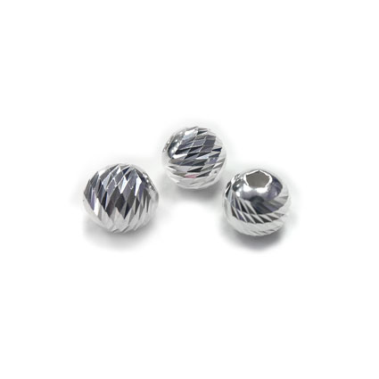 8mm Bar Cut Round Beads Sterling Silver