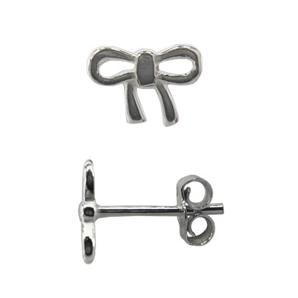 8mm Bow Ear studs w/scrolls Sterling Silver