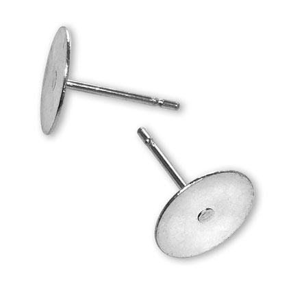8mm Flat Pad Studs Silver Plated