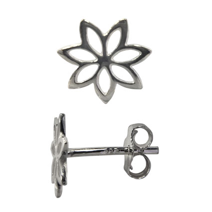 8mm Lilly Ear studs w/scrolls Sterling Silver