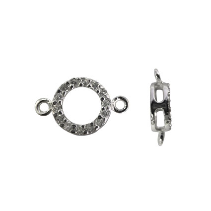 8mm Open Circle Link w/CZ Crystal Sterling Silver