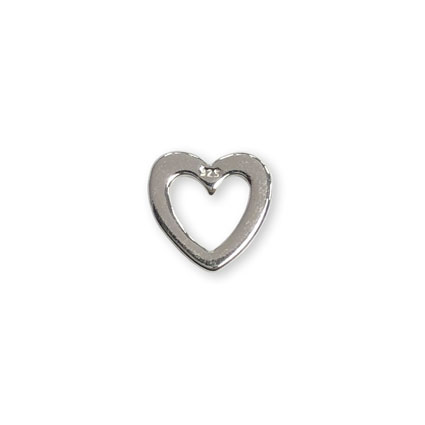 8mm Open Heart Bead Sterling Silver