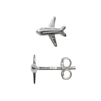 8mm Plane Ear studs w/scrolls Sterling Silver