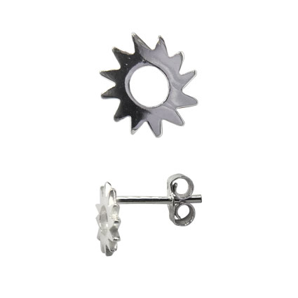 8mm Sun Heart Ear studs w/scrolls Sterling Silver