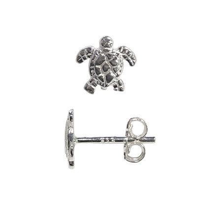 8mm Turtle Ear studs w/scrolls Sterling Silver