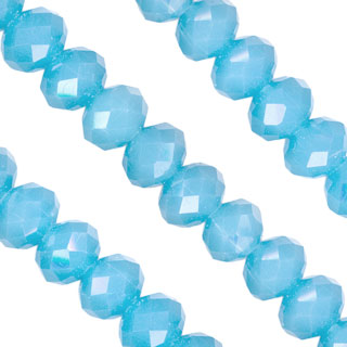 6x8mm Facet Rondelle Glass Beads: Aqua Opal
