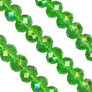 6x8mm Facet Rondelle Glass Beads: Emerald