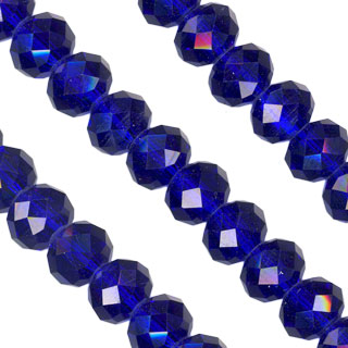 6x8mm Facet Rondelle Glass Beads: Sapphire