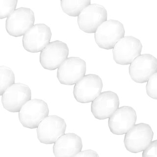 6x8mm Facet Rondelle Glass Beads: White Opal