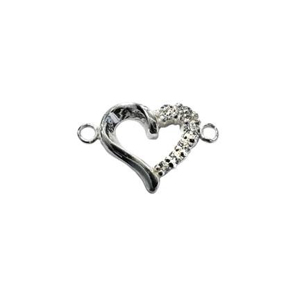 9mm CZ Open Heart Link Sterling Silver