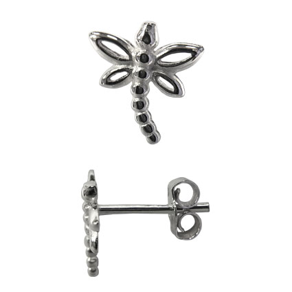 9mm Dragonfly Ear studs w/scrolls Sterling Silver